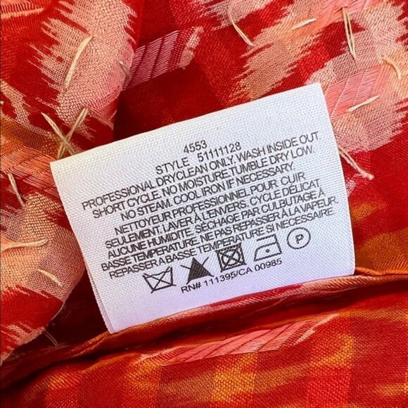 TORY BURCH Stephanie Sequin Silk Tunic Red Orange Size M - Picture 9 of 9